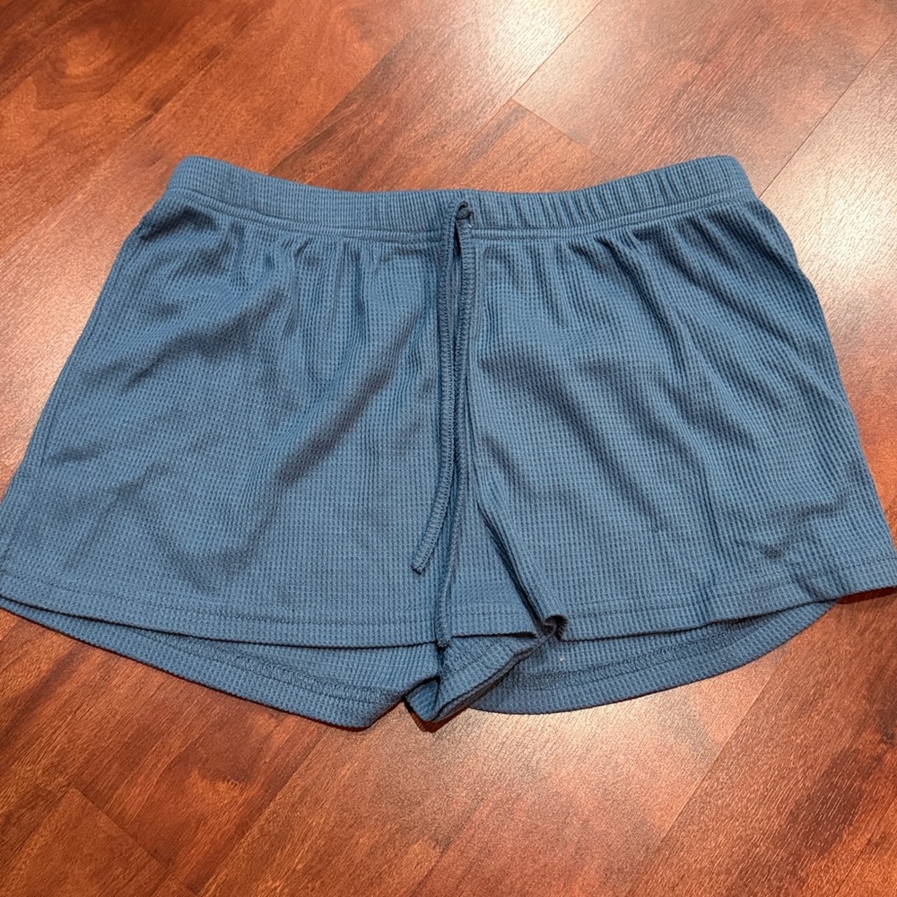 size large amazon blue waffle knit shorts